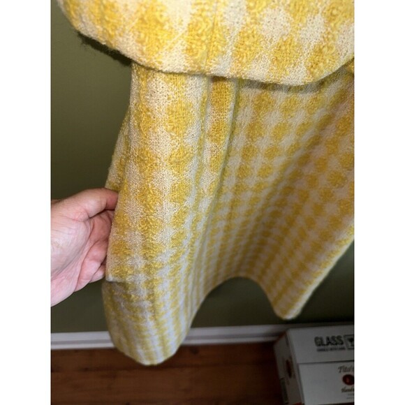 Jacques Tiffeau Vintage Wool Skirt Suit Jackie Kennedy Sz M White Yellow Check - Picture 5 of 16